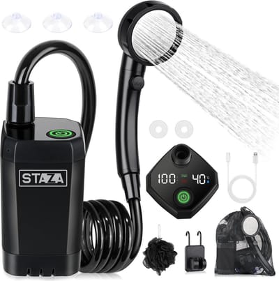 Camping Douche - Oplaadbare Accu - Elektrische Outdoor Douchepomp - Buiten Douche - LED Display - Staza