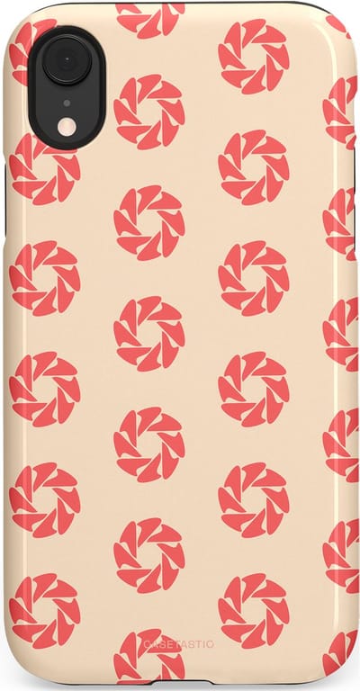 Casetastic hoesje geschikt voor Apple iPhone XR - Dubbellaagse bescherming - Peach Bloem Cirkels - Fashion Case - Crème Koraal Perzik