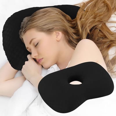 Piercing Kussen - Orthopedisch Oorkussen met Gat - Comfortabel slaapkussen - Zijslaap Kussen Volwassenen - Ringkussen voor Oorpijn - Donut kussen - Zwart
