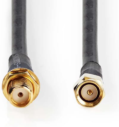 Antennekabel - SMA Male - SMA Female - Verguld - 50 Ohm - Dubbel Afgeschermd - 5.00 m - Rond - PVC - Zwart - Polybag