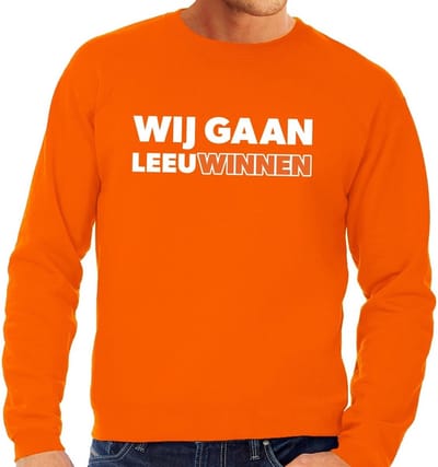 Nederland supporter sweater Wij gaan LeeuWinnen oranje voor heren - landen kleding S