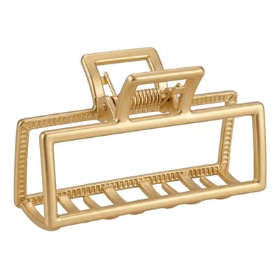 Goudkleurige haar clip – dames – metalen rechthoek open ontwerp haar klem – 7 cm – minimalistische haar accessoire