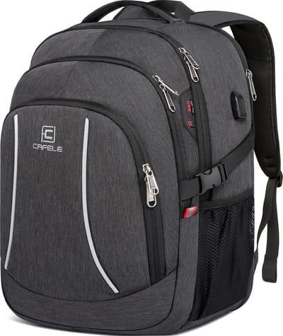 Oversized 17 inch Laptop Rugzak met USB-Oplaadpoort en RFID Bescherming - Grijs dames rugzak