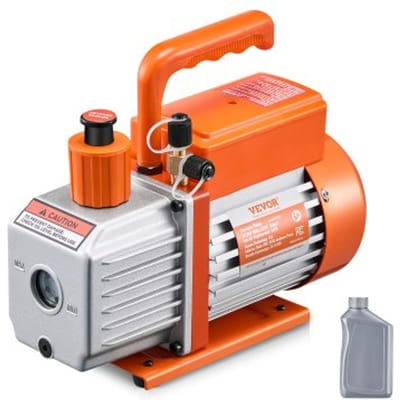 VEVOR vacuümpomp, 5 CFM, HVAC enkeltraps roterende schoepen vacuümpomp, voor R134a R22 R410a systemen, Auto AC vacuümpomp kit met oliefles, voor auto airconditioning onderhoud en hars ontgassing