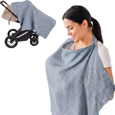 Dailygoods- Borstvoedingsdoek 100% Katoen - Borstvoedingsschort - Couverture Allaitement - Lichtblauw - Ademend - Comfortabel - Voedingsschort