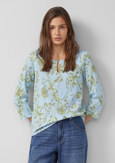 Top van jersey met prints en 3/4 mouwen en knoopsluiting dames s.Oliver