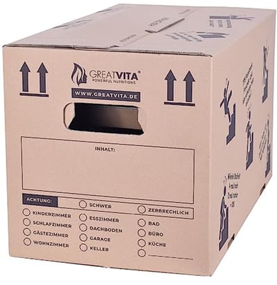 Extra grote verhuisdozen - 10 verpakkingsdozen, 600 x 330 x 350 mm, 2-golvig, herbruikbaar en stabiel, tot 40 kg