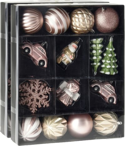 40x stuks kerstballen en kersthangers figuurtjes lichtroze kunststof - Kerstboomversiering kerstornamenten
