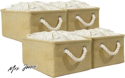 Mrs. Jones Opbergdozen Stoffen Opbergmand Touwhandvatten Kasten Planken Kast Speelgoed Kleding Geel .