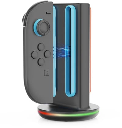 WiseGoods Luxe Oplaadstation Geschikt Voor Nintendo Switch 2 - Dock Voor 4 JoyCons - RGB Verlichting & LED Indicator - USB C Kabel