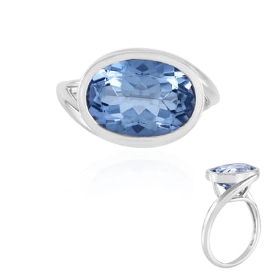 Cavill - Zilveren Ring met Blauwe Kwarts 5,15 ct - Geplatineerd 925 Sterling Zilver - Ovaal Geslepen Edelsteen - Elegante Braziliaanse Luxe Ring Dames