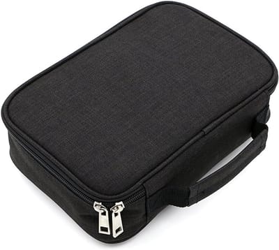 Grote tas met rits en patroon - Multifunctionele organizer voor kantoorbenodigdheden met 36 grote rekbare vakken - voor 72 kleurpotloden - Zwart