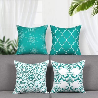 Dailygoods - Decoratieve Kussenslopen - Set van 4 - Ideaal voor Woondecoratie - IJsblauw - Sierkussenslopen - Perfect als Cadeau voor Thuis - 45 x 45 cm