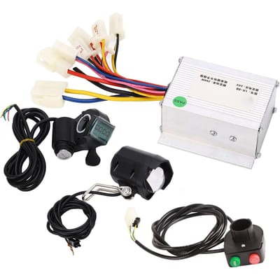 24V 250W Elektrische Fiets Ombouwset Geborstelde Controller Duimgashendel met Sleutels voor Vergrendeling Koplampkit white