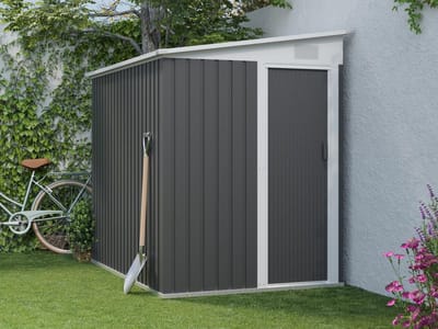 Vente-unique Antracietgrijs metalen tuinhuisje in gegalvaniseerd staal 3,15 m² - DAXTON
