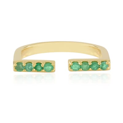 Cavill - Verstelbare Ring - 925 Sterling Zilver Verguld - 8 Colombiaanse Smaragden Rondslijpsel 0,256 ct - Elegante Groene Edelsteen Damesring