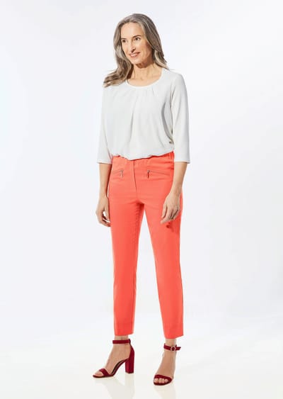 7/8-broek LOUISA van bengaline - oranje - Gr. 19 van Goldner Fashion