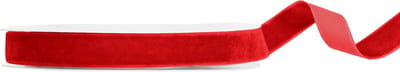 Fluwelen decolint rood, 15mm breed - rol 10 meter - velours lint - velvet lint