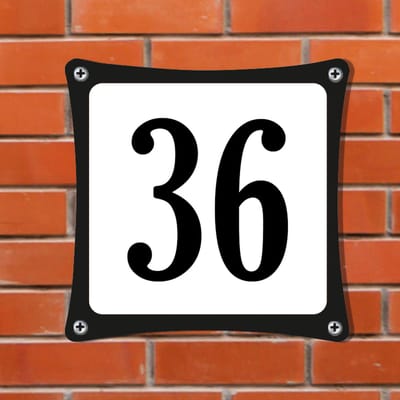 Decoporta Huisnummerbord Emaille-Look - Nummer 36 - Standaard - 10 x 10 cm | incl. schroeven