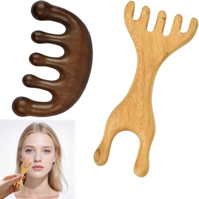 Set van 2 Natuurlijke Houten Massage Kammen voor Hoofdmassage en Ontspanning - Guasha voor Nek, Rug en Benen, Houten Kam voor Mannen en Vrouwen