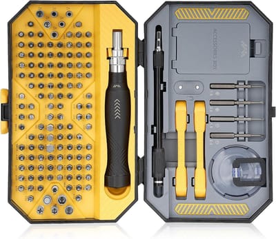 Precisie Schroevendraaierset - Fijnmechanisch Gereedschap - Elektronica Reparatie - 145 Delige Set - Compacte Opbergdoos - Zwart Zilver