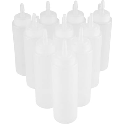 240ml 10 stuks / Set Plastic Condimentdispenser voor Saus Olie Crème Azijn (Wit) wit