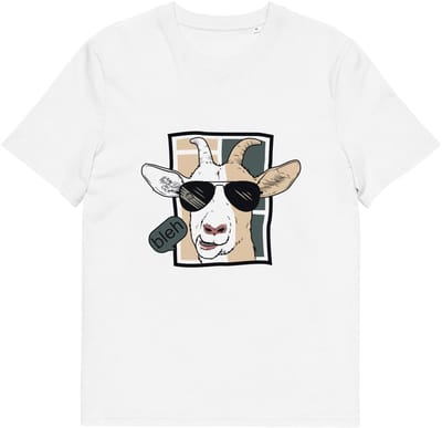Grappig t Shirt met Cartoon Geit - Dames t Shirt met print - Heren t Shirt met opdruk - Wit - S