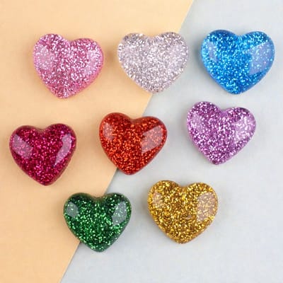 TLVX 8 stuks Kleine 3D Glitter Hartjes Magneten/ Glanzende Koelkastmagneten / Vrolijke Speel- & Leer Magneet / School / Whiteboard / Glitter Hearts / Valentijn / Decoratief / Notitie / Memo bord / Schoolbord / Magnetisch / Love You Foto Magneetjes
