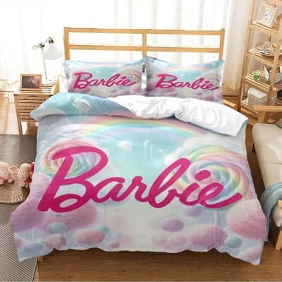 Barbie Cartoon Anime Schattig Alle Seizoenen Dekbedovertrek Dekbed Beddengoed Set Zacht Dekbedovertrek en Kussensloop Eenpersoons/Tweepersoons/Queen/King 155x220cm 3pcs