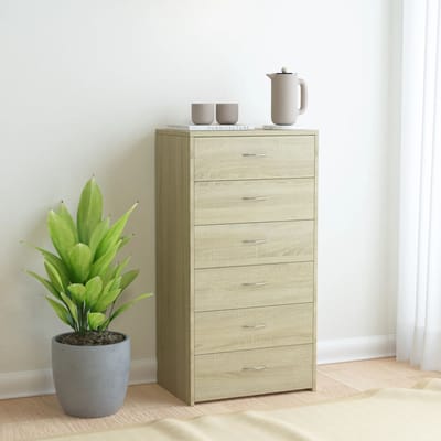 vidaXL - Dressoir - met - 6 - lades - 50x34x96 - cm - bewerkt - hout - sonoma - eikenkleur