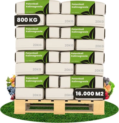 Patentkali Kalimagnesium Meststof - 40X = 800 Kg Voor 16000 M2 - Bevat Natuurlijke Kieseriet - Bevordert De Wortelgroei, Winterhardheid - Rijk Aan Magnesium - Bevat Geen Stikstof - Voor Gevoelige En Speciale Gewassen - Organifer