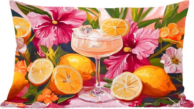 Sierkussens - Kussentjes Woonkamer - 60x40 cm - Drink - Bloemen - Yellow
