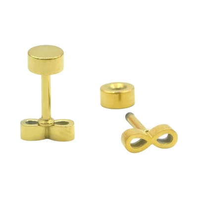 Vergulde Infinity oorknopjes voor meisje of dame - Goudkleurig - 8x3mm