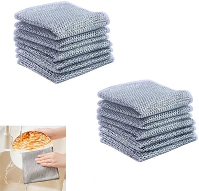 10-stuks Keukenreinigingsdoek - Draaddoek - Multifunctionele afwasdoek - Nat en droog gebruik - Dubbele laag - Keukenreiniging - Herbruikbaar - Wasbaar en geurloos - Geschikt voor kookgerei, gootstenen, servies en kookplaten - Zilver