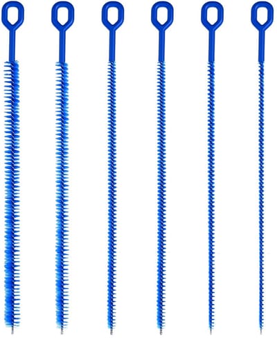 Dailygoods- Rietborstel 6 Stuks - Extra Lange Borstelharen - Lichtgewicht - Draagbaar - Voor Waterflessen - PP/Nylon/Roestvrij Staal - Stroborstel