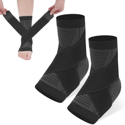 Enkelbrace set van 2 voor enkelondersteuning, ligamentbeschadiging, verstuikte enkel, achillespeesontsteking en hielpijn verlichting (M)