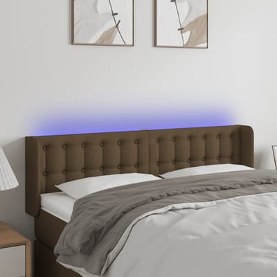 vidaXL - Hoofdbord - LED - 147x16x78/88 - cm - stof - donkerbruin