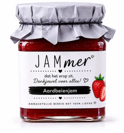 STREECK Aardbeienjam 340g - JAMmer Dat Het Erop Zit - Origineel Cadeau Bedankje - Afscheidscadeau