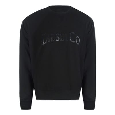 Diesel Monotone Logo Zwarte Sweatshirt