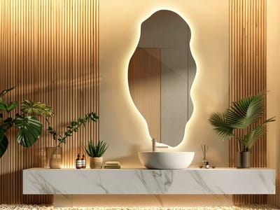 Coloray Organische Spiegel LED - Grote Organische Spiegel LED - 50 cm x 100 cm - Grote Organische Woonkamer Spiegel LED - Minimalistisch Spiegel - Warm licht - Wandspiegel LED Organisch