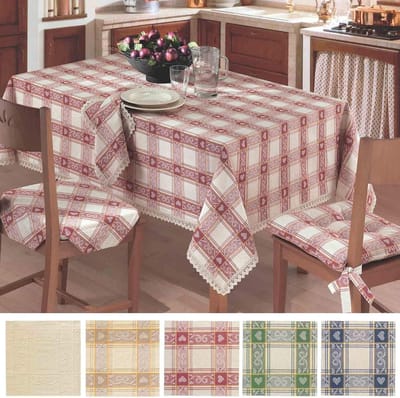 Tafelkleed Jacquard Katoen - Keukentextiel Tafeldecoratie - Tafel Dekken - Geweven Jacquard Patroon - 150x180 cm - Koekje