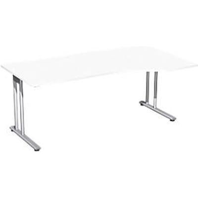 Bureautafel met aanbouw PALENQUE, C-poot, vrije vorm, aanbouw rechts, B 1800 x D 800/1000 x H 720 mm wit