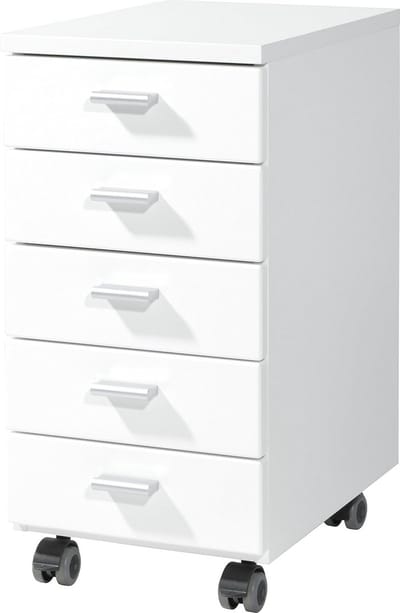 Rollcontainer met 5 Laden - Mobiel Archiefkast - Wit