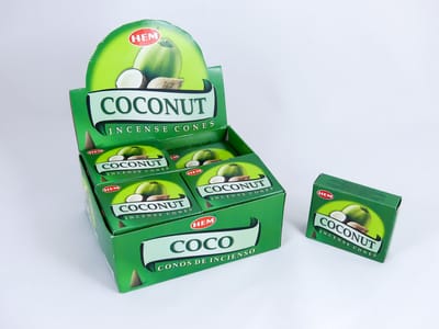 HEM Wierook Kegels / Cones - Kokos / Coconut - Voordeelbox (12 Pakjes / 120 Kegels)