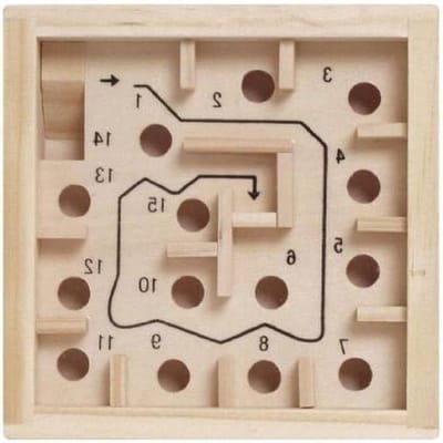 Houten Labyrinth - Puzzel spel - Mentale training - Natuurlijk materiaal - 96 x 94 cm - Houtkleur