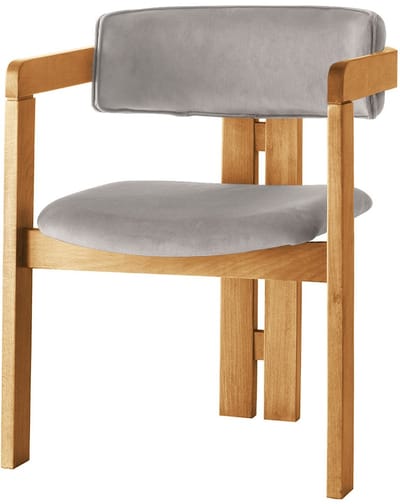 Asir - Stoel - Eiken, Lichtbruin - 100% HOUT, FLUWEELSTOF / MULTIPLEX - 58 x 76 x 49 cm