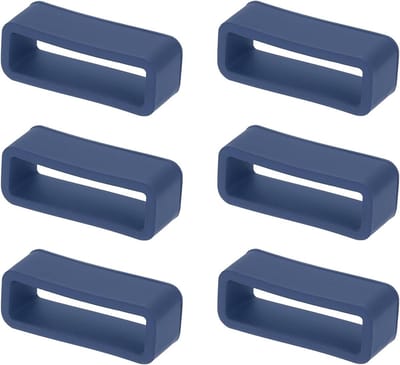 6 stuks siliconen horlogebandjes 22 mm in donkerblauw, reservebandjes met horlogebandklemmen en stoppers
