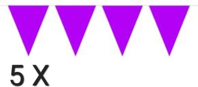 5 x vlaggenlijn - Paars - 10 meter, Verjaardag, Themafeest.