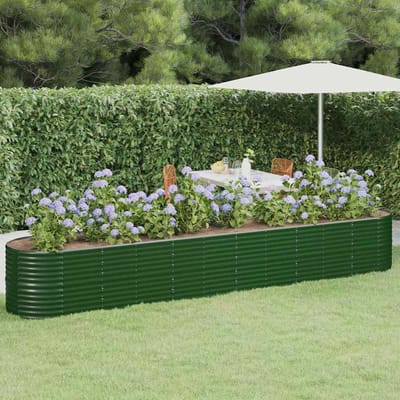 vidaXL - Plantenbak - 440x80x68 - cm - gegalvaniseerd - staal - groen