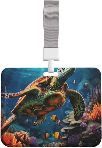 ID-kaarthouder - Naamplaatje badge - Veilig opbergen - Water- en stofafstotend - 10 x 8 cm - Zeeschildpadden Diamant
